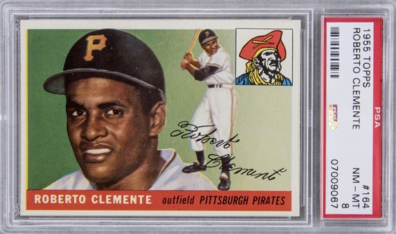 1955 Topps #164 Roberto Clemente Rookie Card - PSA NM-MT 8